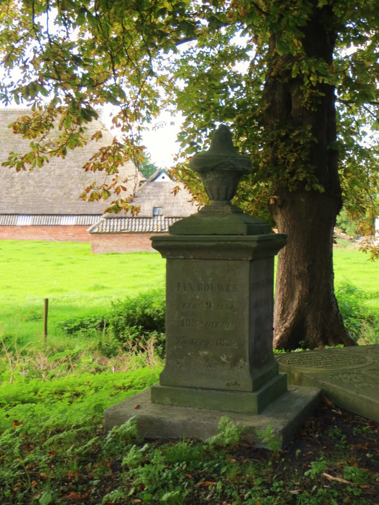 Op de achtergrond een grote boerderij